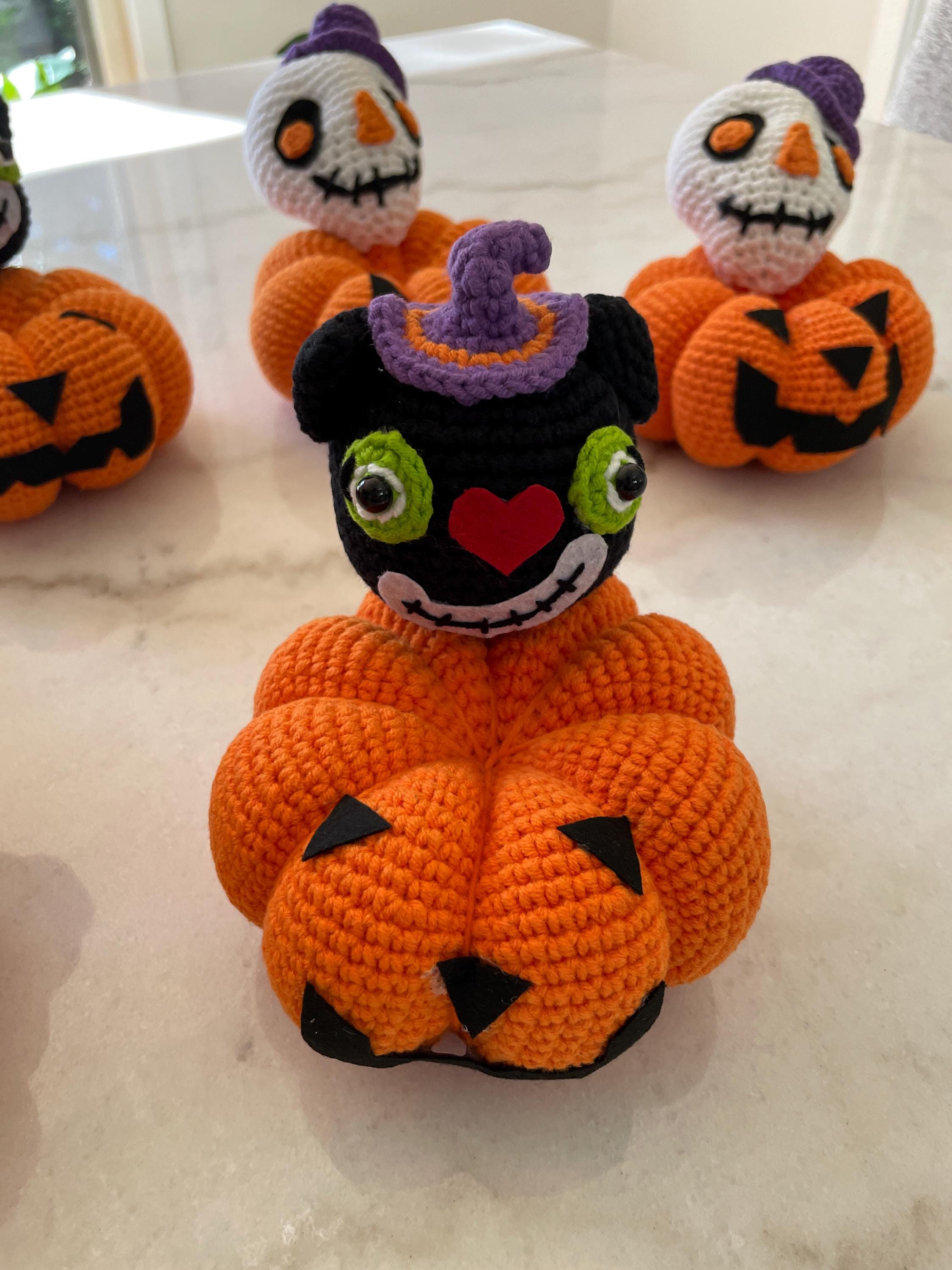 Hand Knit Pumpkins Phone Holder Fall Decor Halloween Holiday theme Desktop Decor Stands